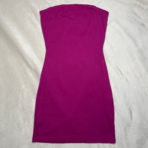 Purple strapless mini dress